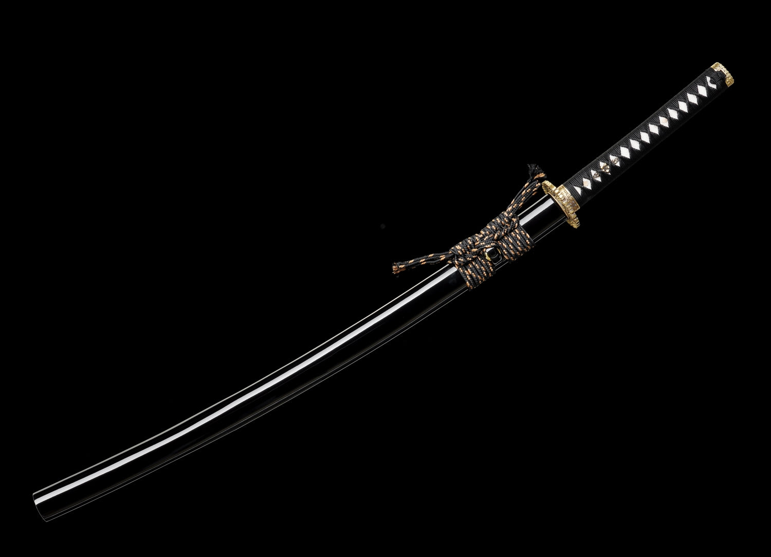 Folded Steel Katana – Clay Tempered with Black Silk Wrap
