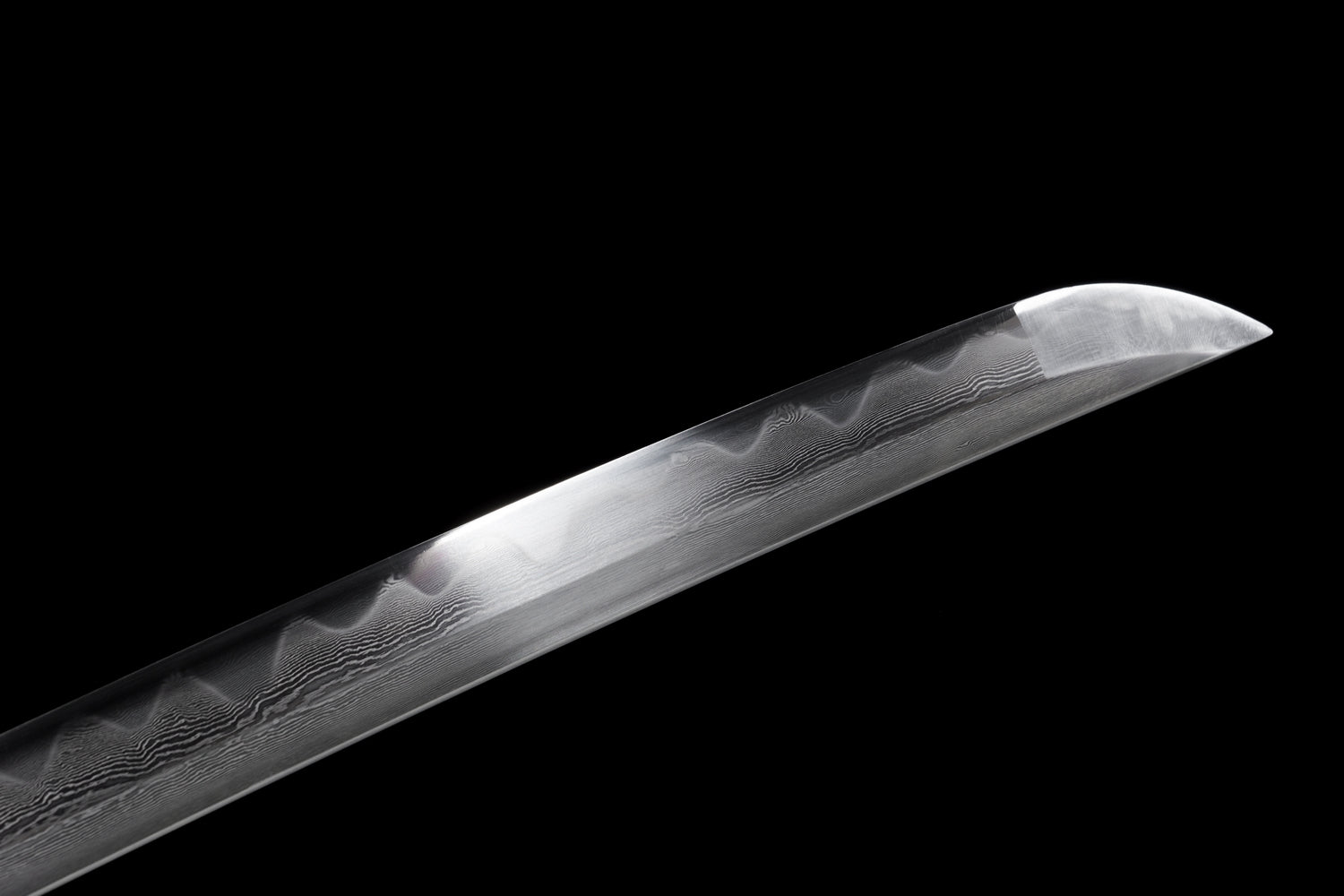 Folded Steel Katana – Clay Tempered with Black Silk Wrap