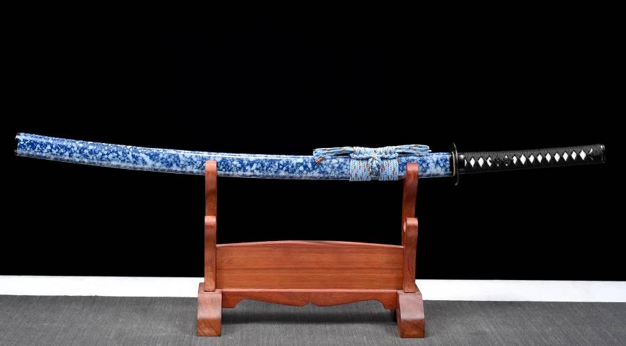 Handmade T10 Katana – Blue & White Blade - Full Tang Training Sword