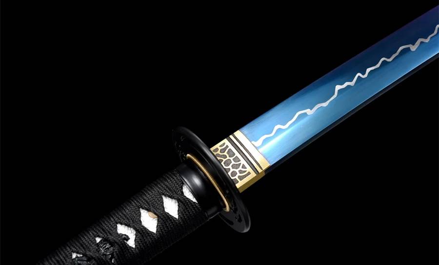 Handmade T10 Katana – Blue & White Blade - Full Tang Training Sword